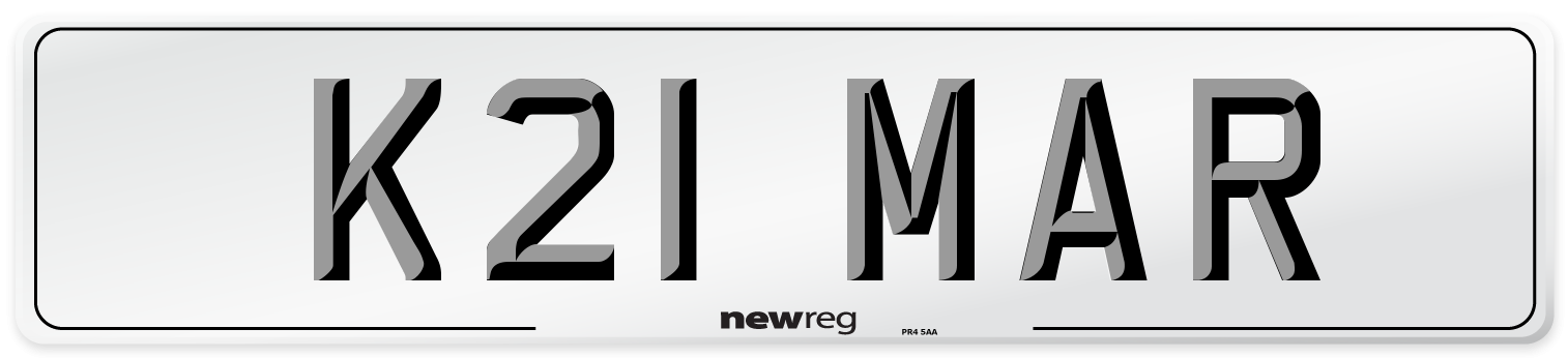 K21 MAR Number Plate from New Reg